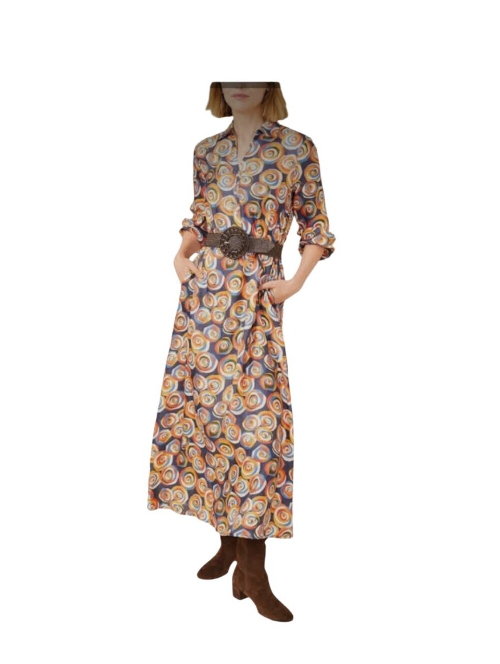 JMcLaughlin Mollie Silkblend Abstract Swirl Maxi Dress Orange Navy NWT Size XL